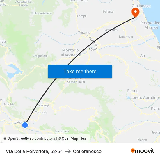 Via Della Polveriera, 52-54 to Colleranesco map