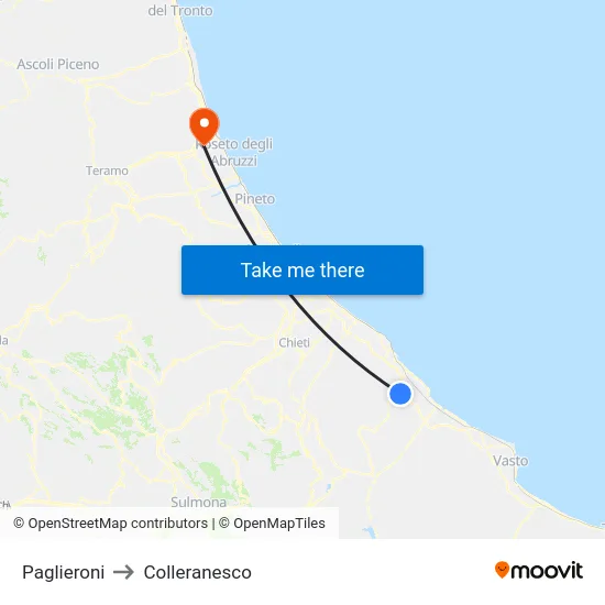 Paglieroni to Colleranesco map