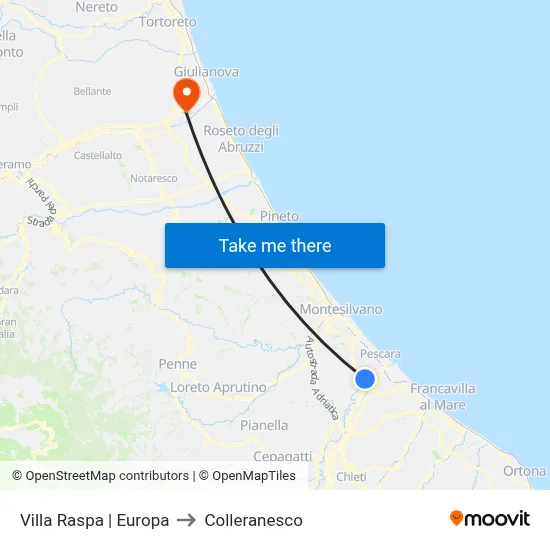 Villa Raspa | Europa to Colleranesco map