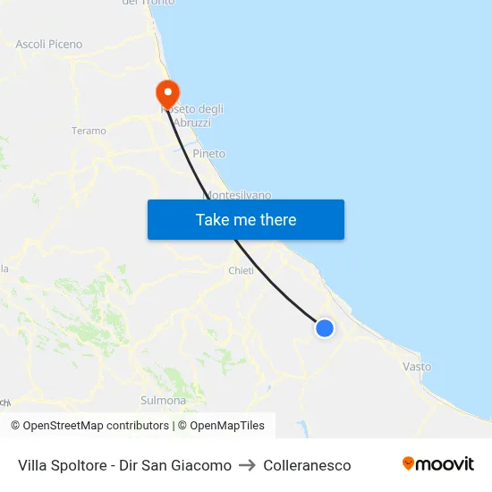 Villa Spoltore - Dir San Giacomo to Colleranesco map