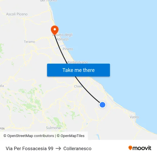 Via Per Fossacesia 99 to Colleranesco map