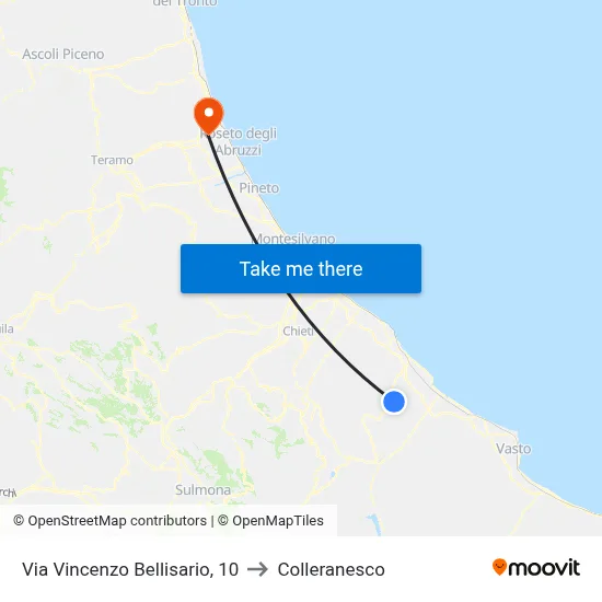 Via Vincenzo Bellisario, 10 to Colleranesco map