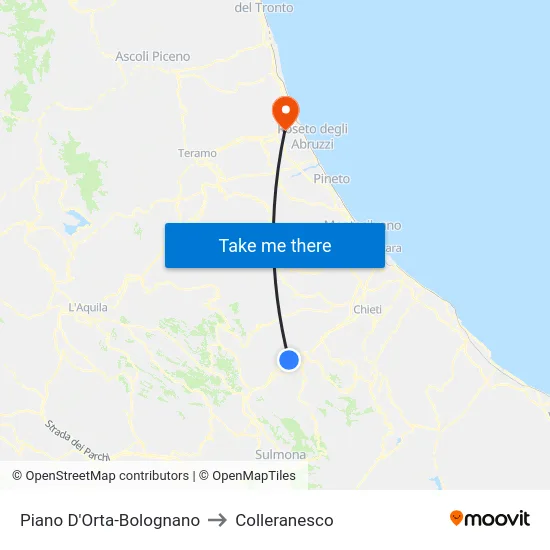 Piano D'Orta-Bolognano to Colleranesco map
