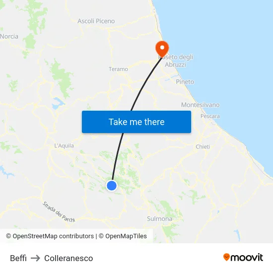 Beffi to Colleranesco map