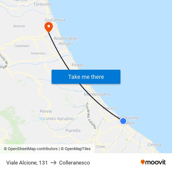 Viale Alcione, 131 to Colleranesco map