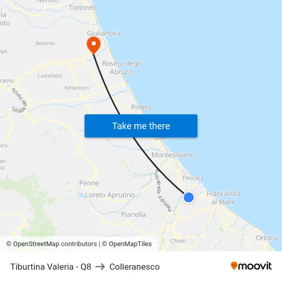Tiburtina Valeria - Q8 to Colleranesco map