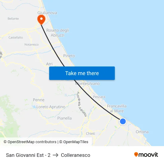 San Giovanni Est - 2 to Colleranesco map