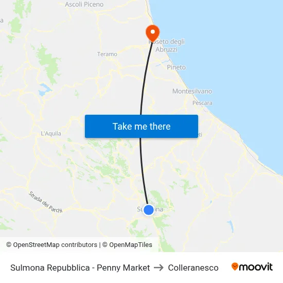 Sulmona Repubblica - Penny Market to Colleranesco map