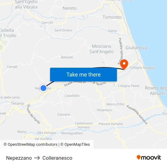 Nepezzano to Colleranesco map