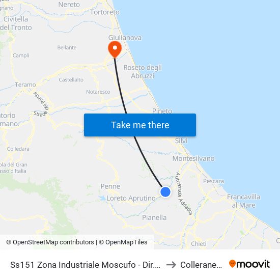Ss151 Zona Industriale Moscufo - Dir. Penne to Colleranesco map