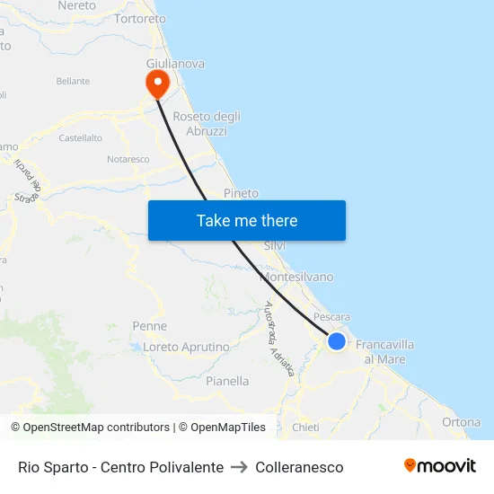 Rio Sparto - Centro Polivalente to Colleranesco map