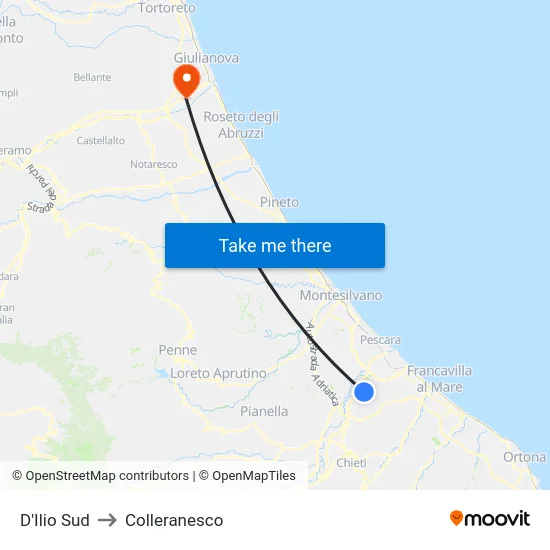 D'Ilio Sud to Colleranesco map