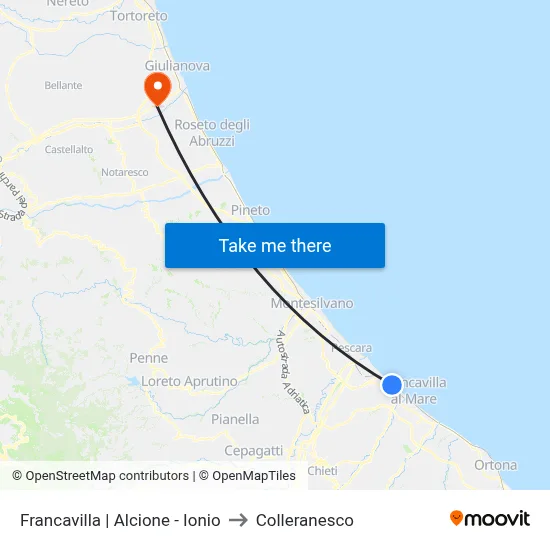 Francavilla | Alcione - Ionio to Colleranesco map