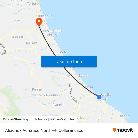 Alcione - Adriatico Nord to Colleranesco map