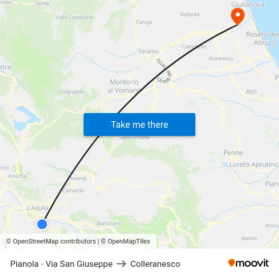 Pianola - Via San Giuseppe to Colleranesco map