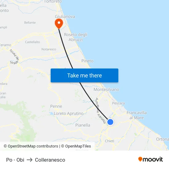 Po - Obi to Colleranesco map