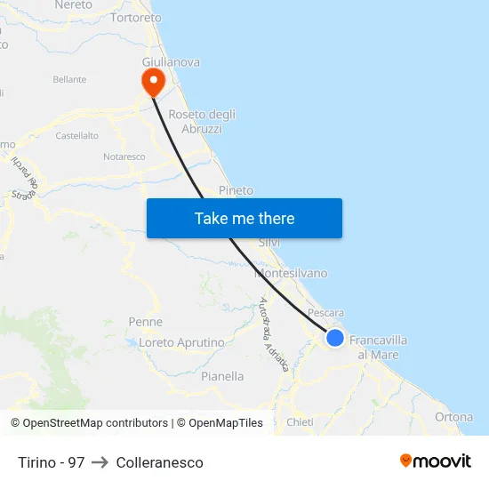 Tirino - 97 to Colleranesco map