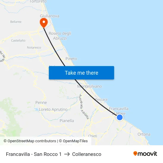 Francavilla - San Rocco 1 to Colleranesco map