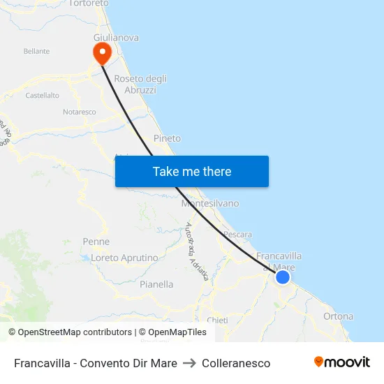 Francavilla - Convento Dir Mare to Colleranesco map