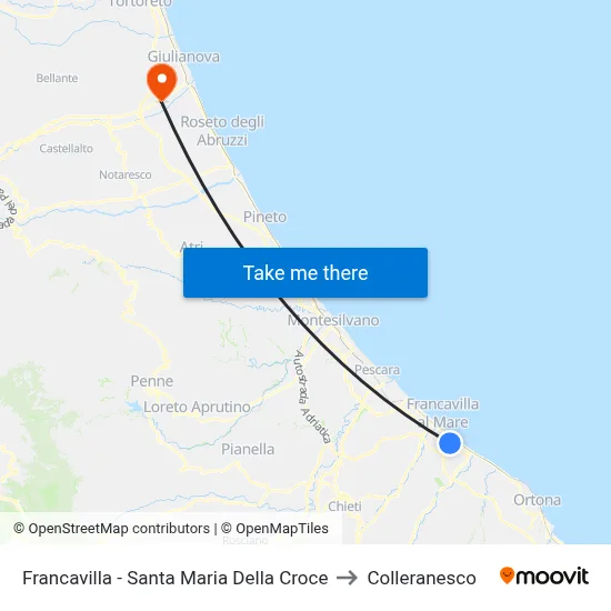 Francavilla - Santa Maria Della Croce to Colleranesco map
