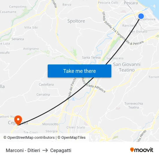 Marconi - Ditieri to Cepagatti map