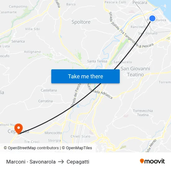 Marconi - Savonarola to Cepagatti map