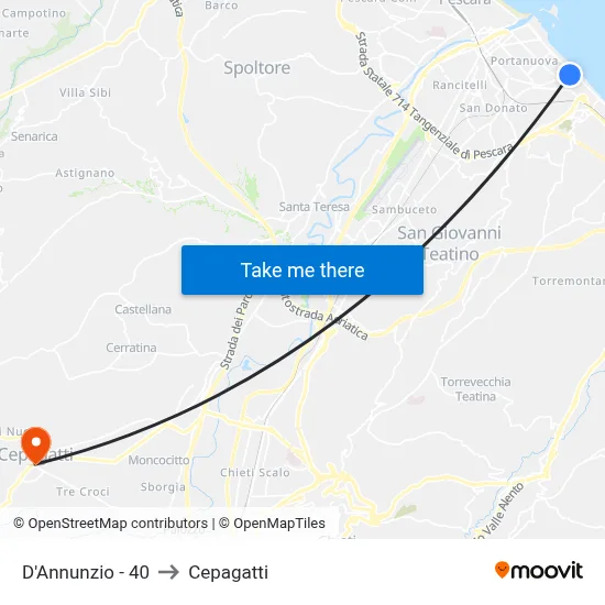 D'Annunzio - 40 to Cepagatti map
