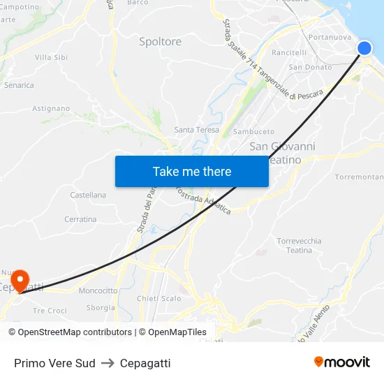 Primo Vere Sud to Cepagatti map
