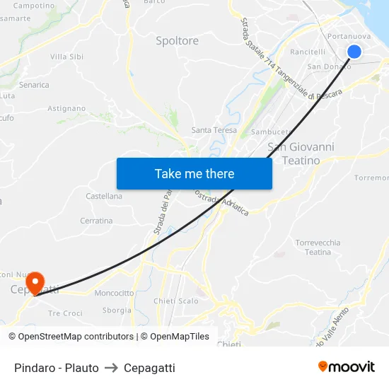 Pindaro - Plauto to Cepagatti map