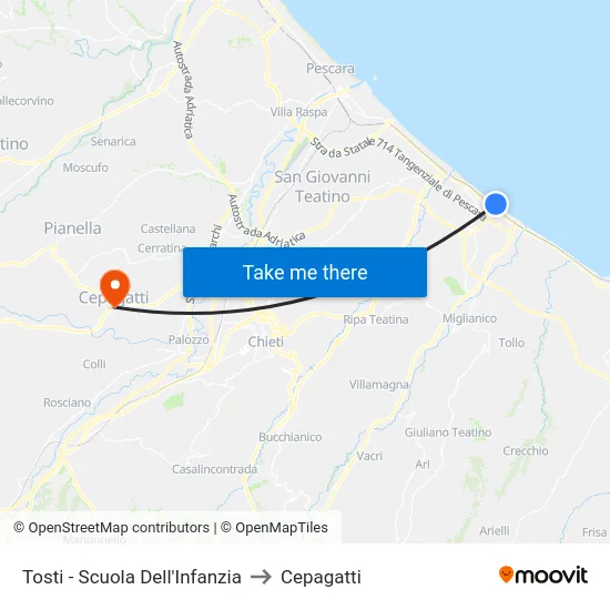 Tosti - Scuola Dell'Infanzia to Cepagatti map