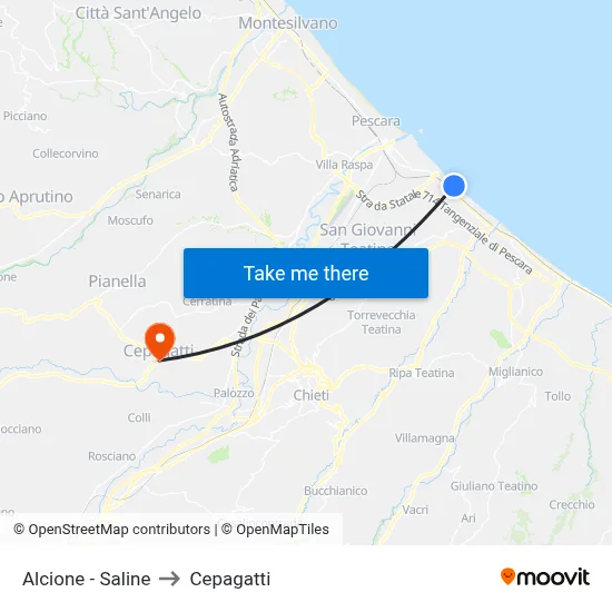 Alcione - Saline to Cepagatti map