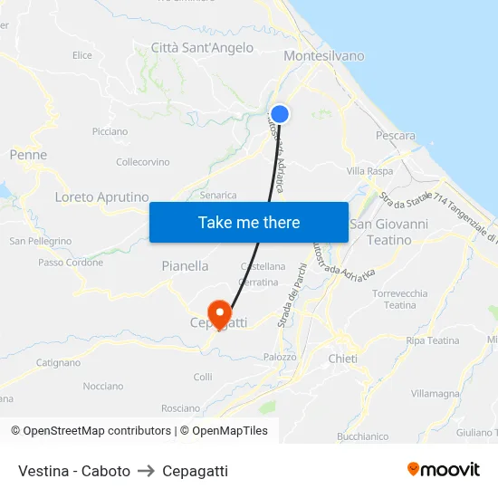 Vestina - Caboto to Cepagatti map