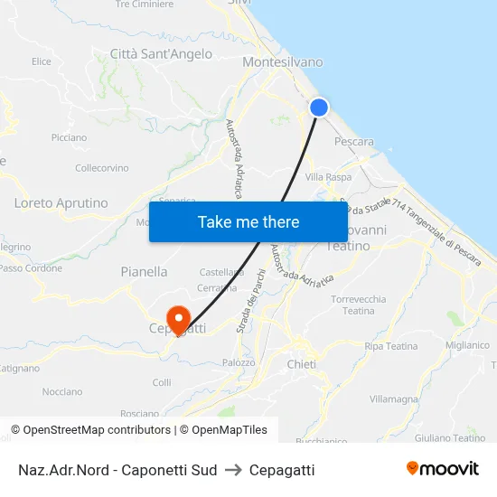 National Adriatic North - Caponetti South to Cepagatti map