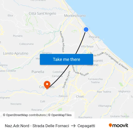 North Adriatic - Fornaci Road to Cepagatti map