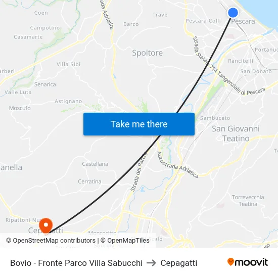 Bovio - Opposite Villa Sabucchi Park to Cepagatti map