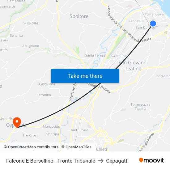 Falcone and Borsellino - Courthouse Front to Cepagatti map