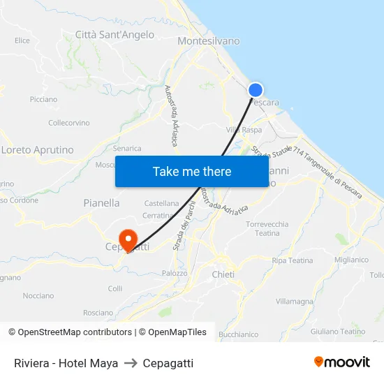 Riviera - Hotel Maya to Cepagatti map