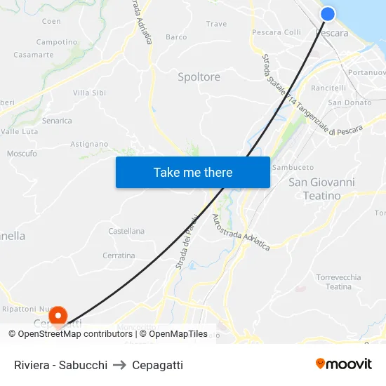 Riviera - Sabucchi to Cepagatti map