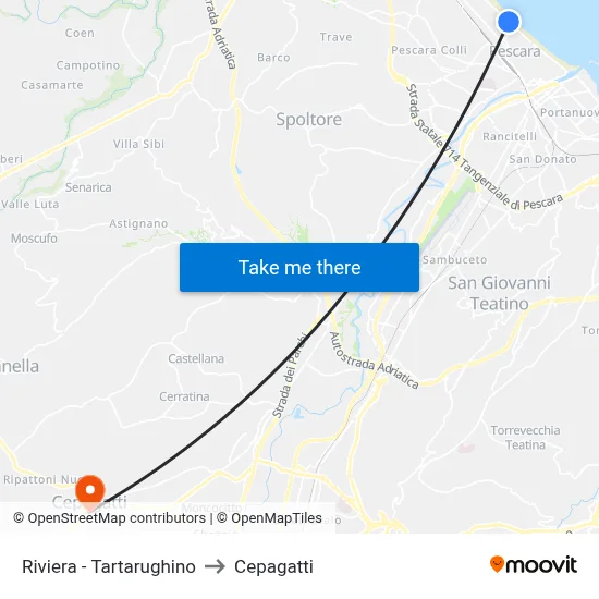 Riviera - Tartarughino to Cepagatti map