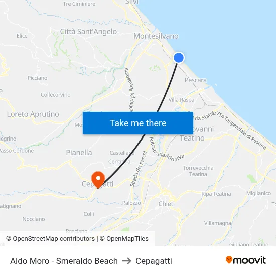 Aldo Moro - Smeraldo Beach to Cepagatti map