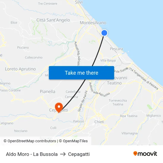 Aldo Moro - La Bussola to Cepagatti map