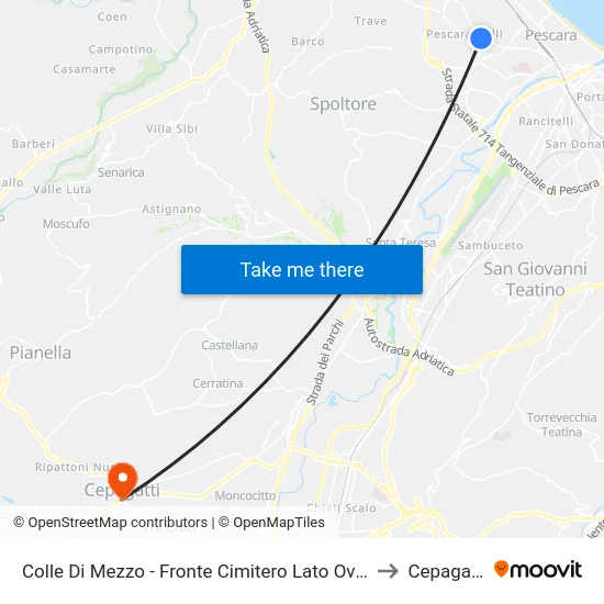 Colle Di Mezzo - Fronte Cimitero Lato Ovest to Cepagatti map
