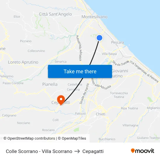 Colle Scorrano - Villa Scorrano to Cepagatti map