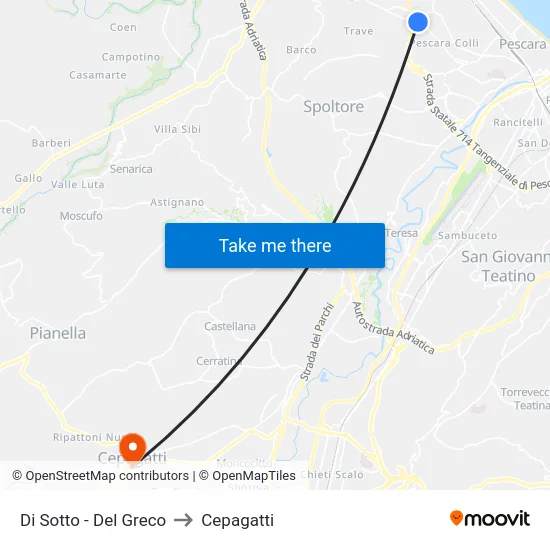 Di Sotto - Del Greco to Cepagatti map