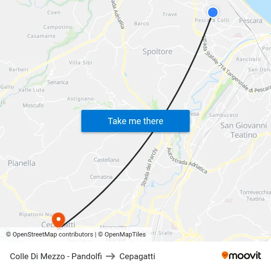 Colle Di Mezzo - Pandolfi to Cepagatti map