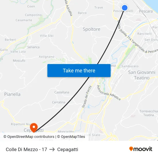 Colle Di Mezzo - 17 to Cepagatti map