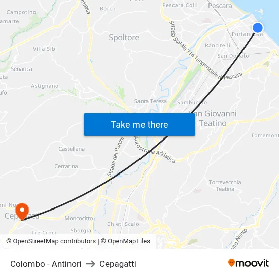 Colombo - Antinori to Cepagatti map