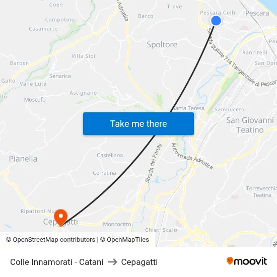 Colle Innamorati - Catani to Cepagatti map