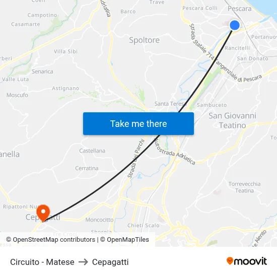 Circuito - Matese to Cepagatti map