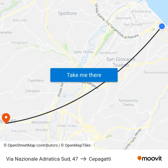 Via Nazionale Adriatica South, 47 to Cepagatti map